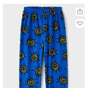 The Children's Place Royal Blue Fleece Pajama Pants with Yellow Smiley Sun Print